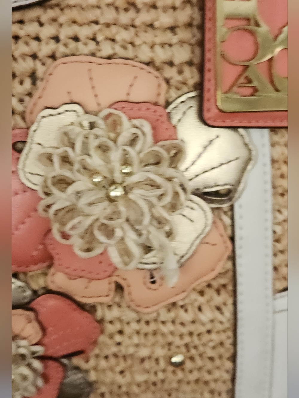 Coach Hamptons Weekend Straw Applique Tote Bag #19347 - Picture 8 of 16